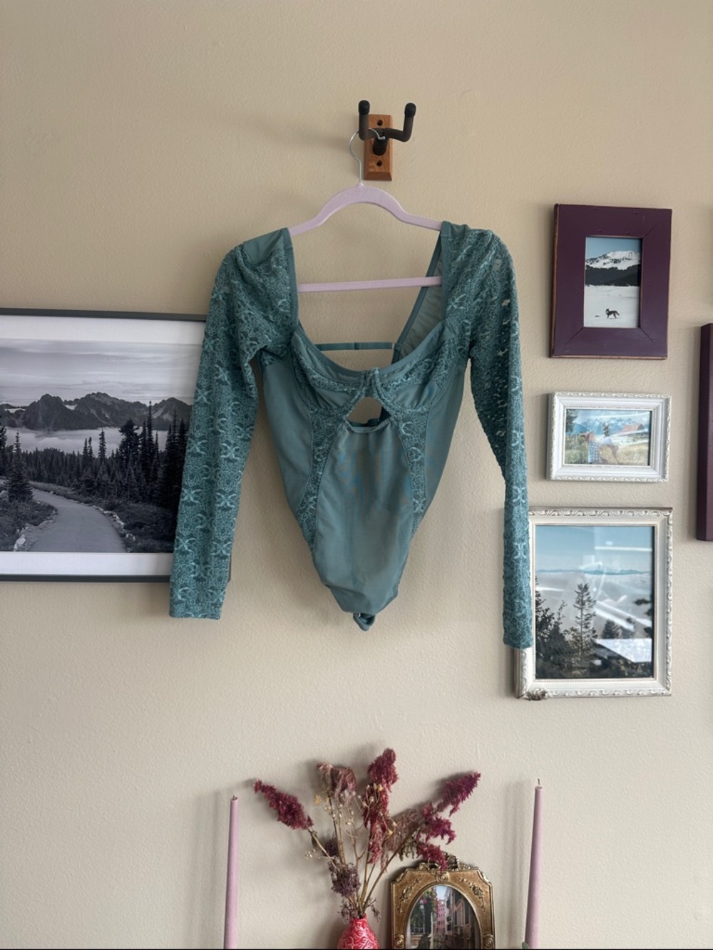 Lace Long Sleeve Teal Bodysuit